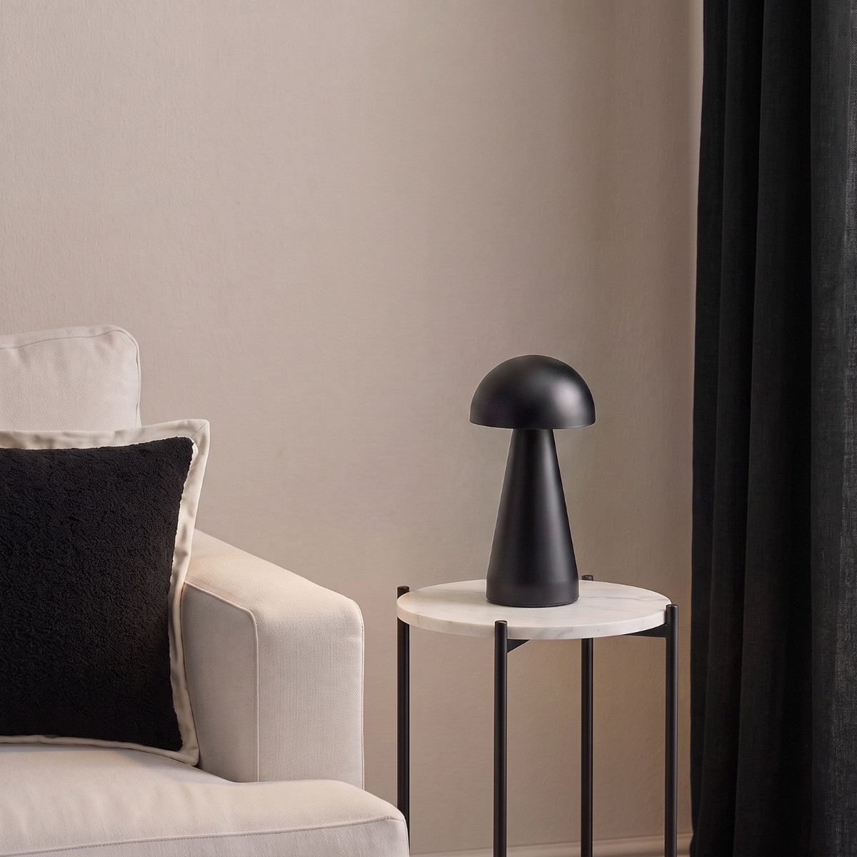 OHS Mushroom Rechargeable Table Lamp - Black>