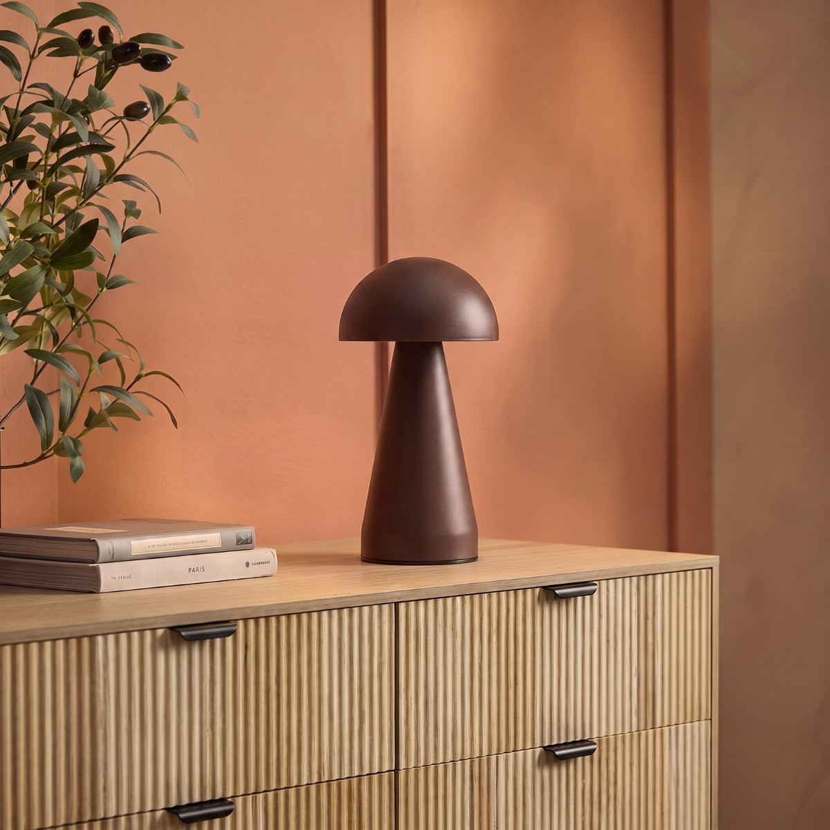 OHS Mushroom Rechargeable Table Lamp - Coffee>