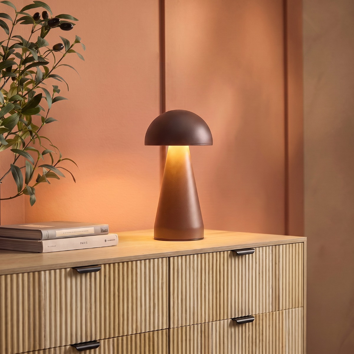 OHS Mushroom Rechargeable Table Lamp - Coffee>