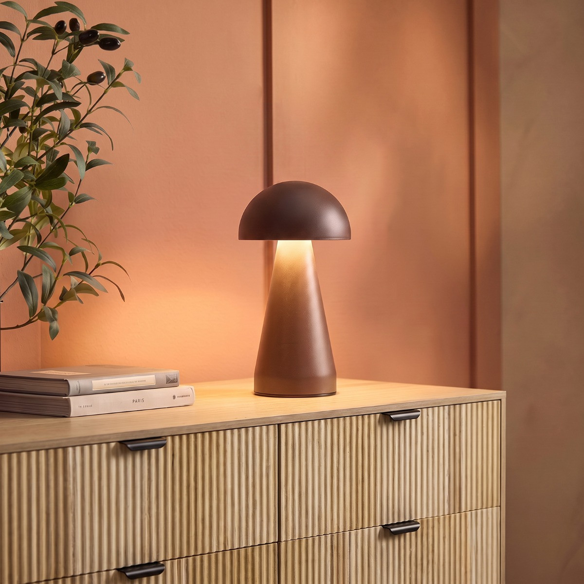 OHS Mushroom Rechargeable Table Lamp - Coffee>
