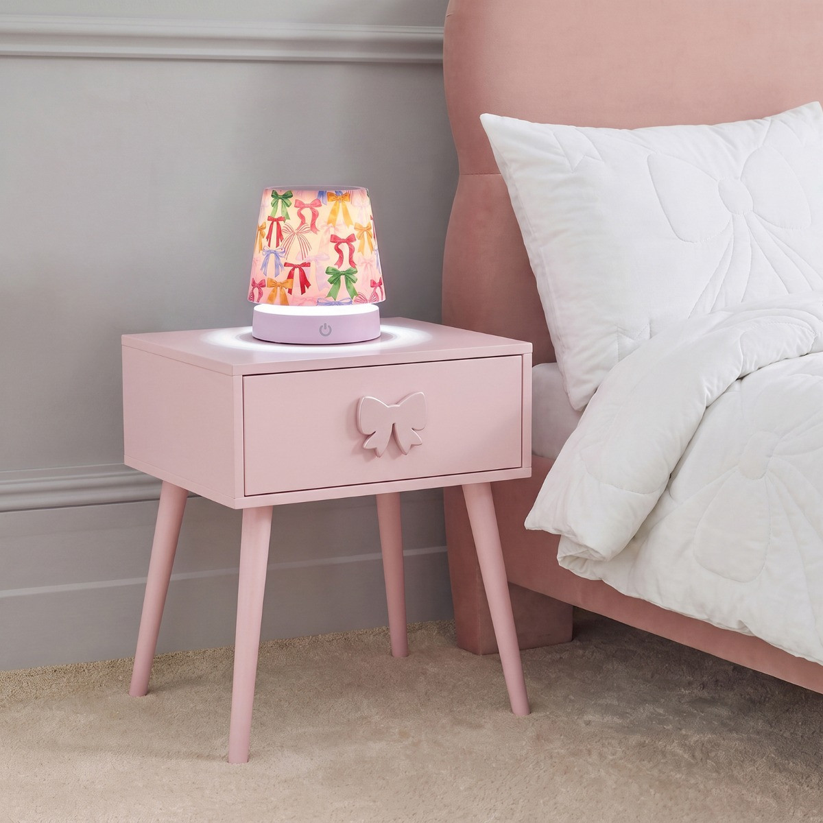 OHS Multi Bow Print Collapsible Rechargeable Lamp - Multi>