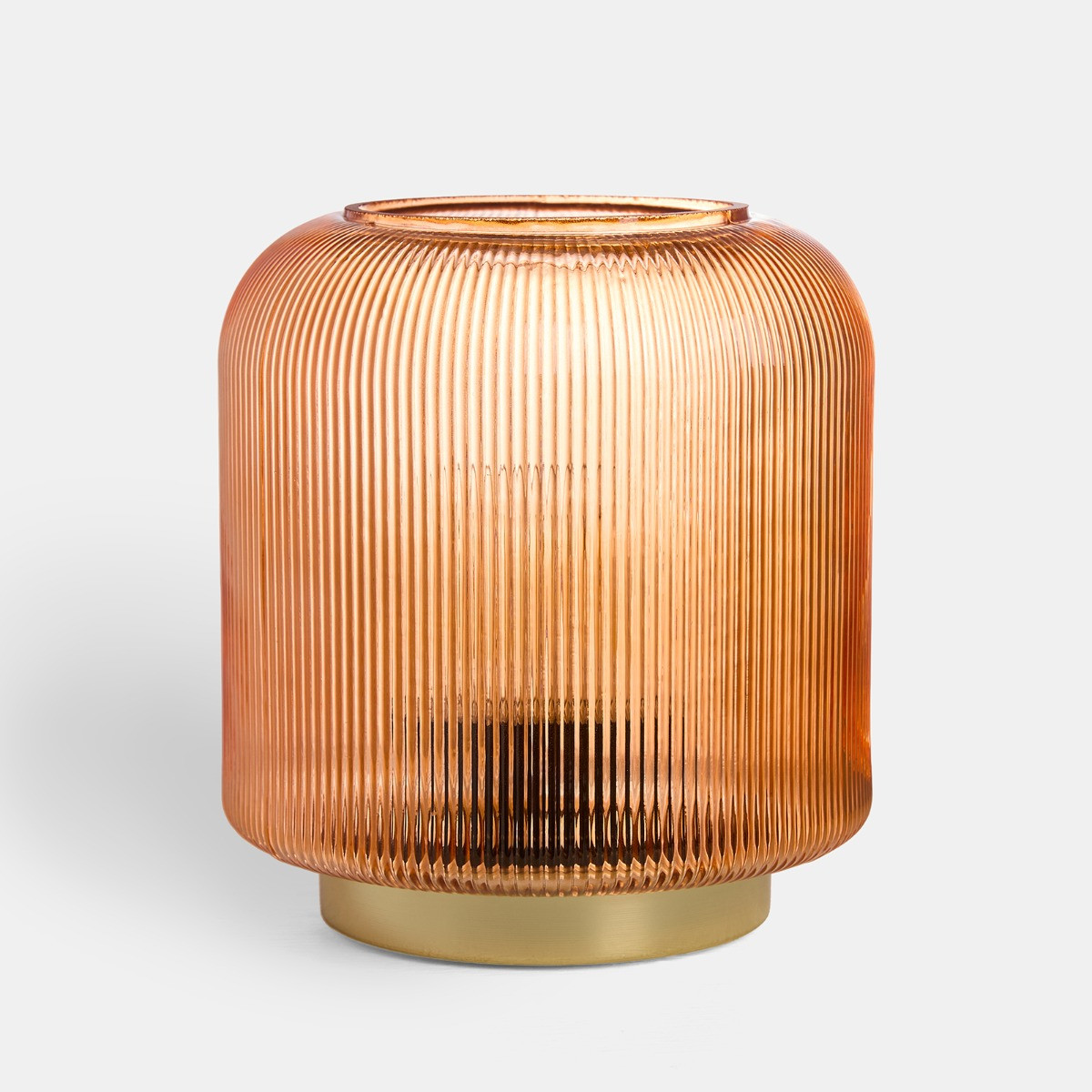 OHS Glass Battery Operated Lamp - Rust/Gold>