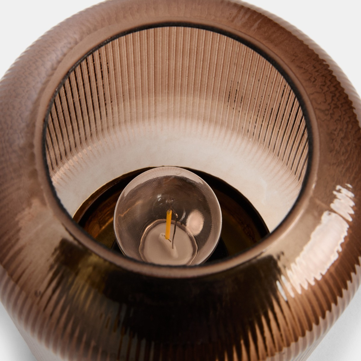 OHS Glass Battery Operated Table Lamp - Chocolate/Gold>