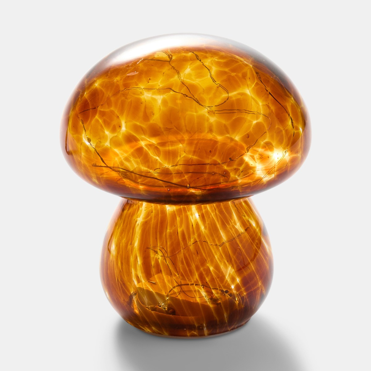 OHS Toadstool Glass Battery Operated Lamp - Brown>