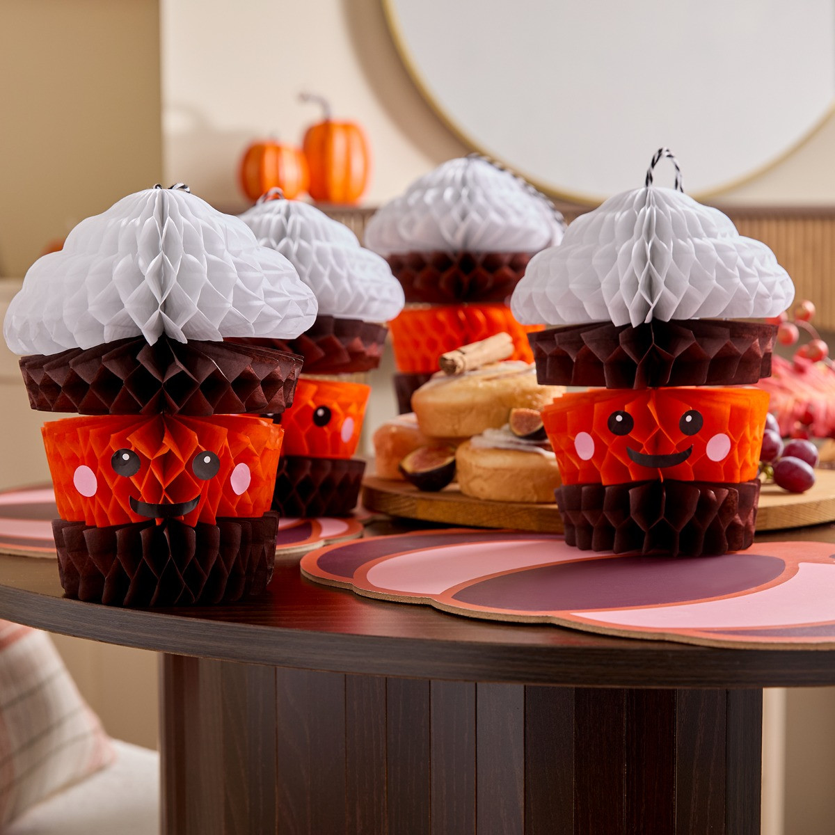 OHS 4 Pack Pumpkin Latte Tree Decorations - Brown>