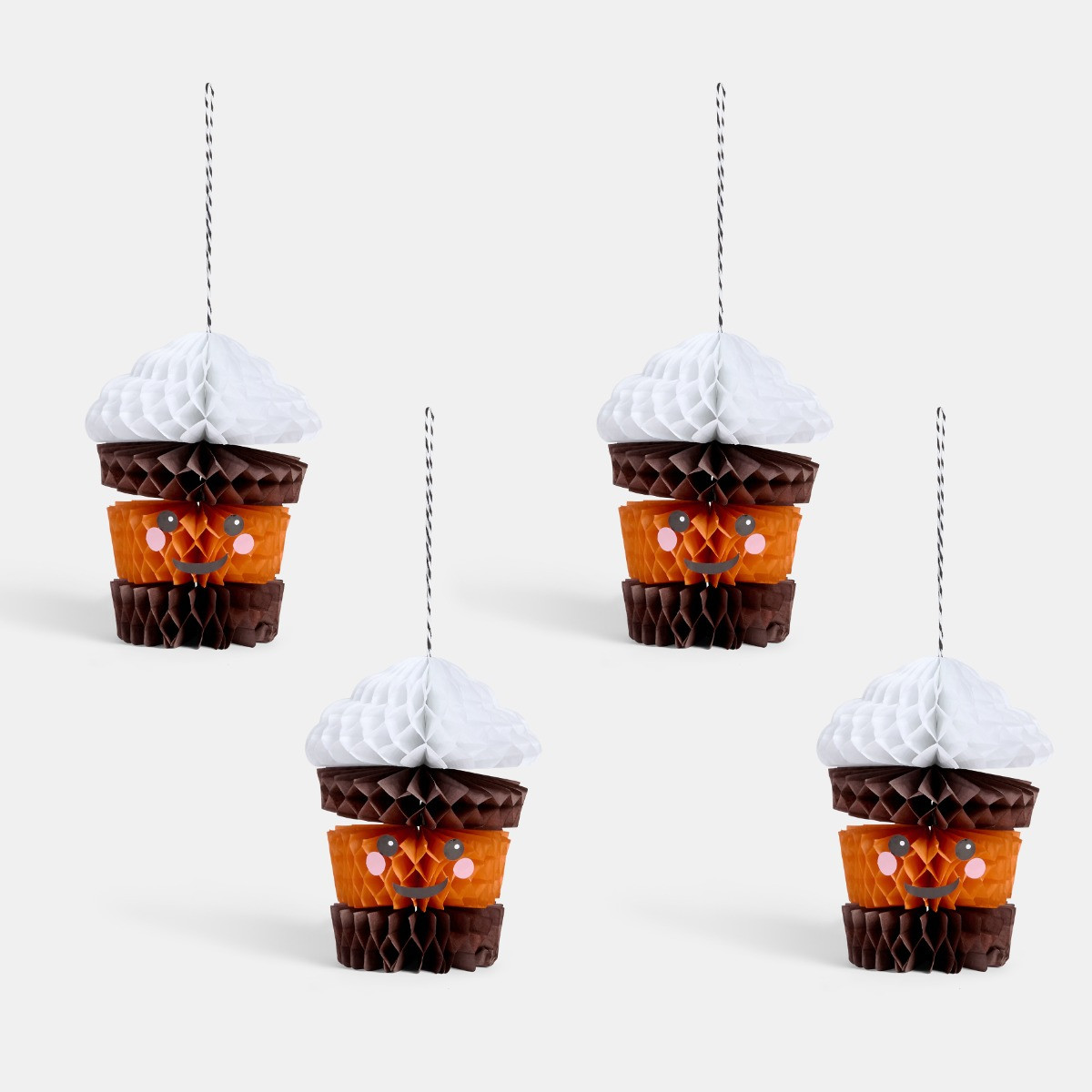 OHS 4 Pack Pumpkin Latte Tree Decorations - Brown>