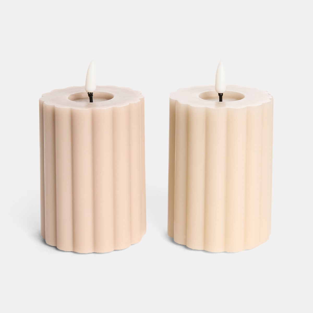 OHS LED Ribbed Candles, Cream/Natural - 2 Pack>