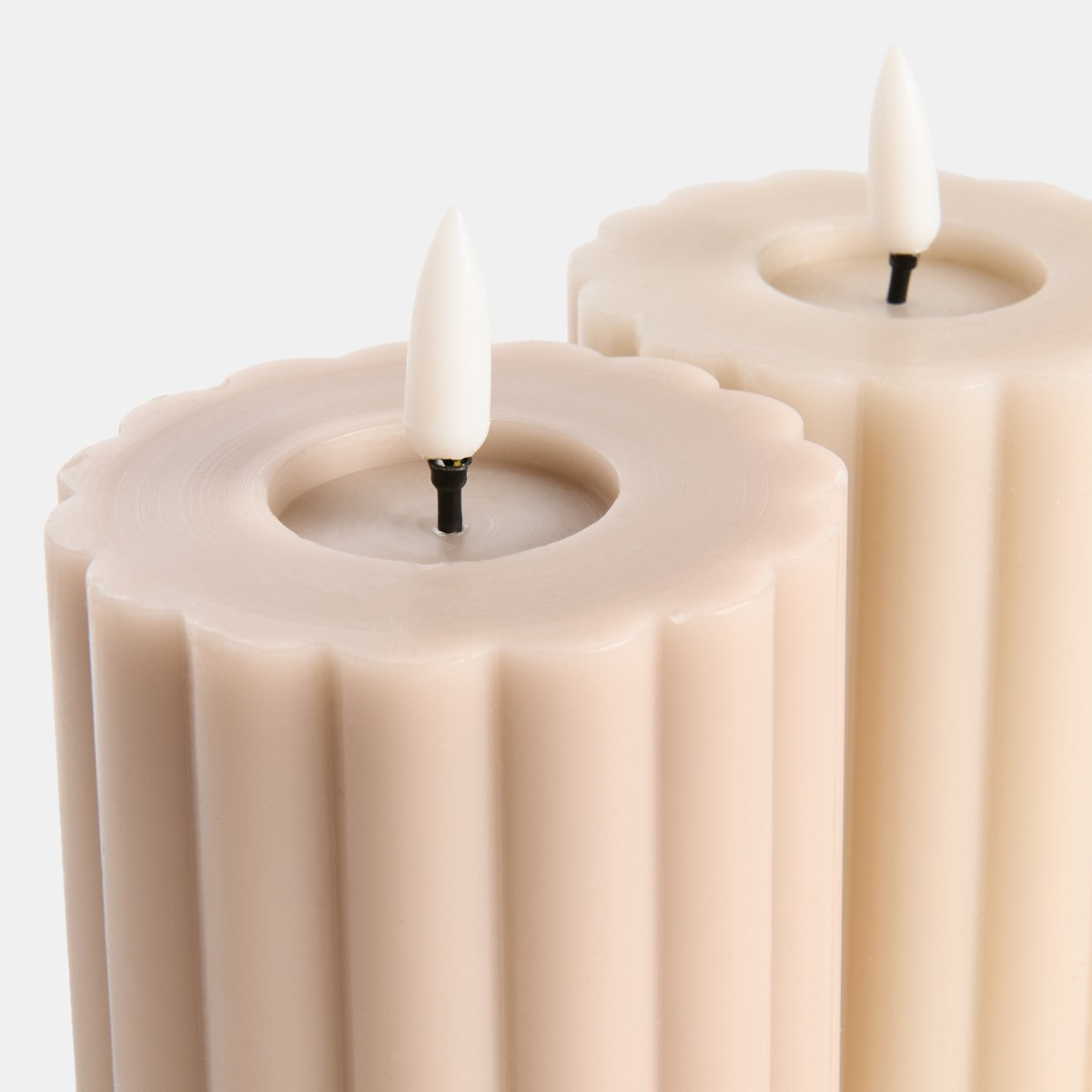OHS LED Ribbed Candles, Cream/Natural - 2 Pack>