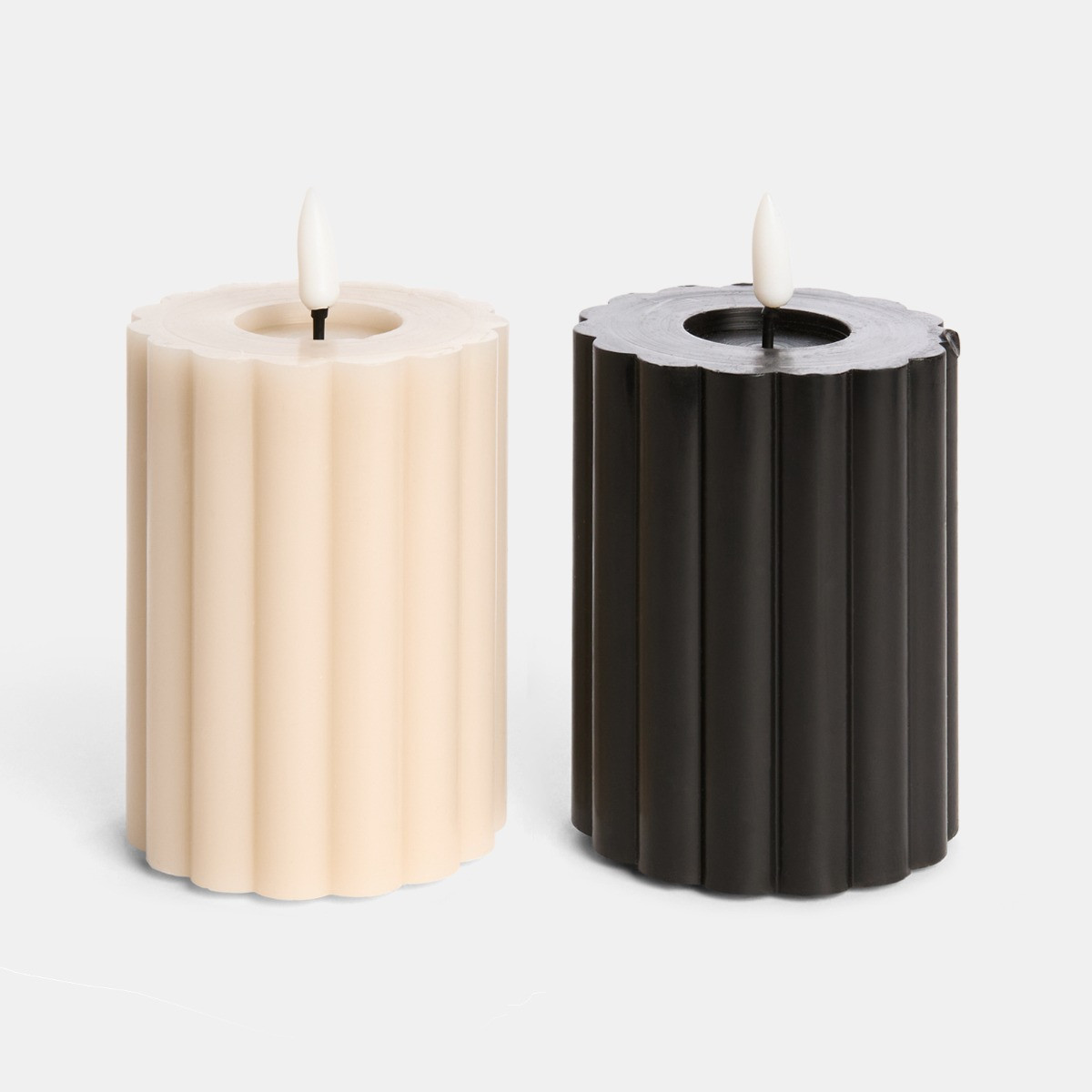 OHS LED Ribbed Candles, Black/Cream - 2 Pack>