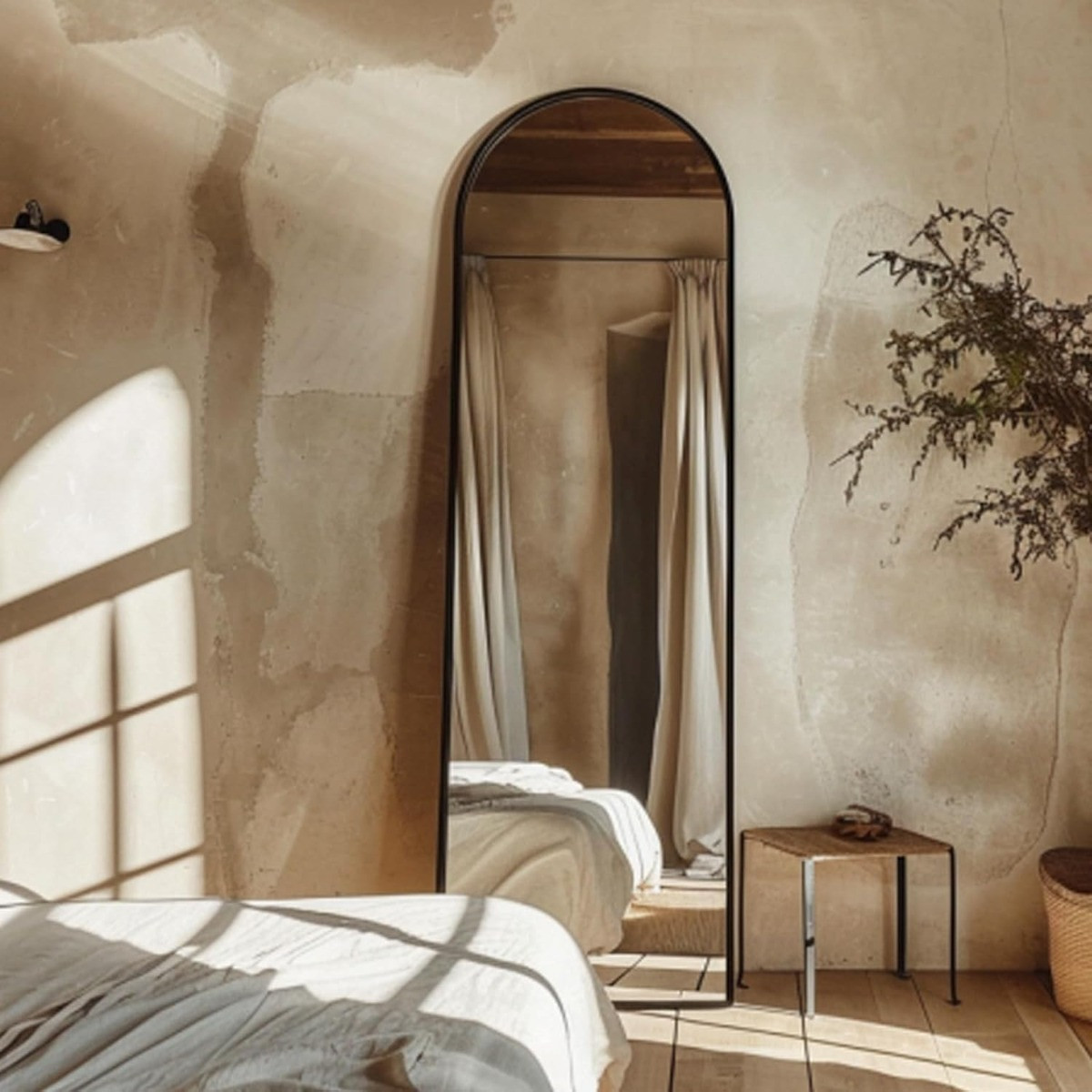 OHS Arched Full Length Free Standing Mirror - Black>