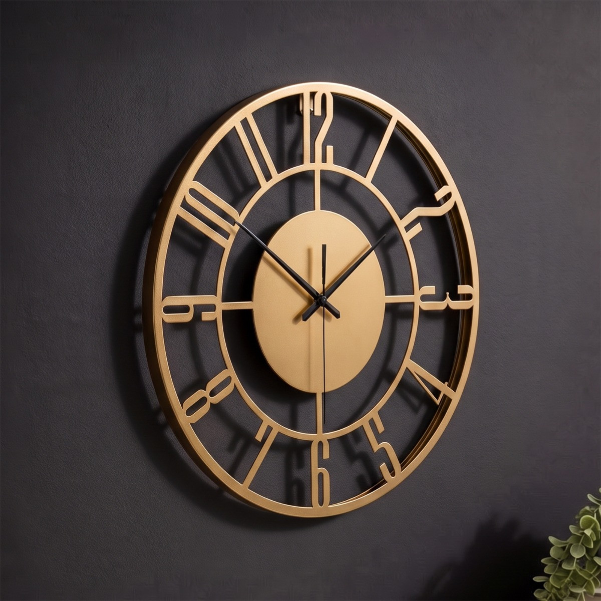 OHS Traditional Skeleton Wall Clock - Gold>