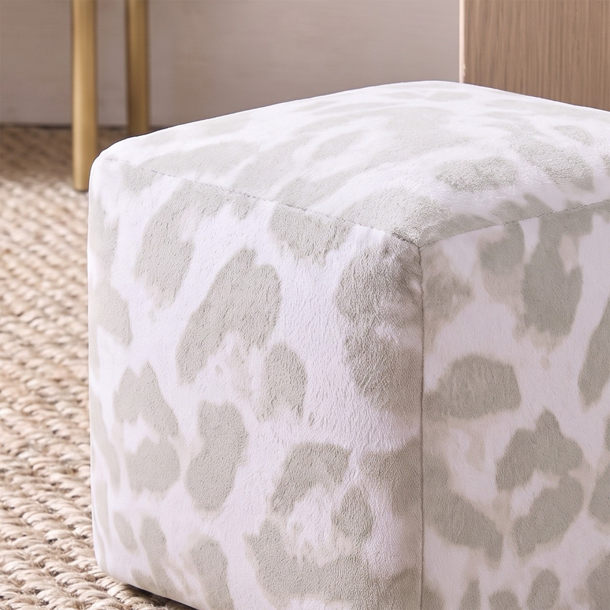 OHS Leopard Print Cube Doorstop - Natural>