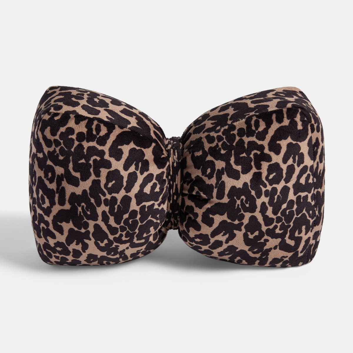 OHS Bow Leopard Print Velvet Doorstop - Brown>
