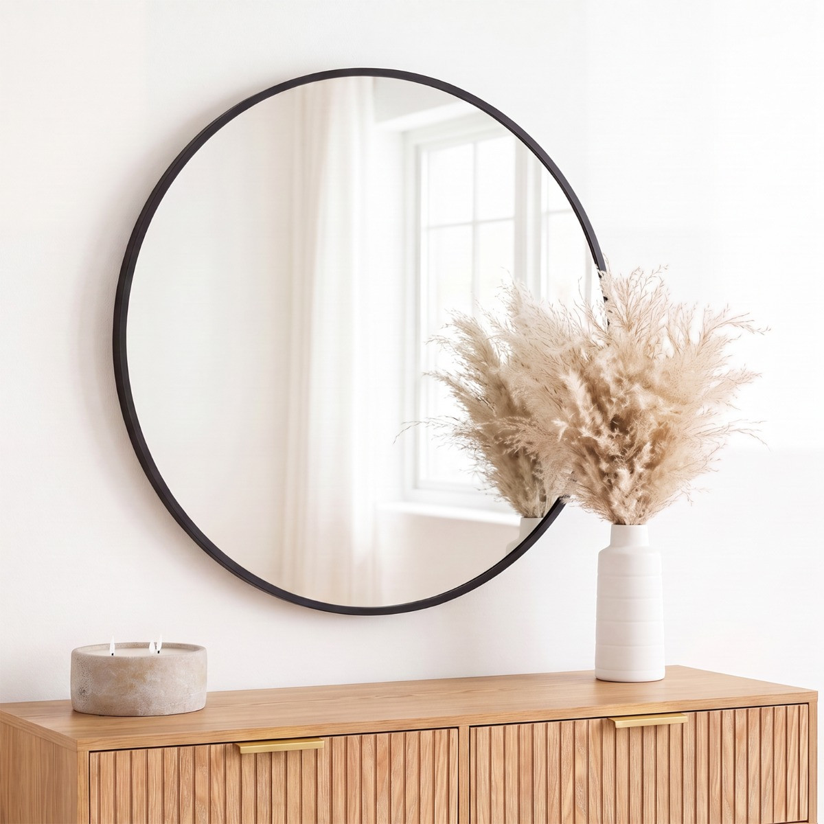 OHS Round Wall Mirror - Black>