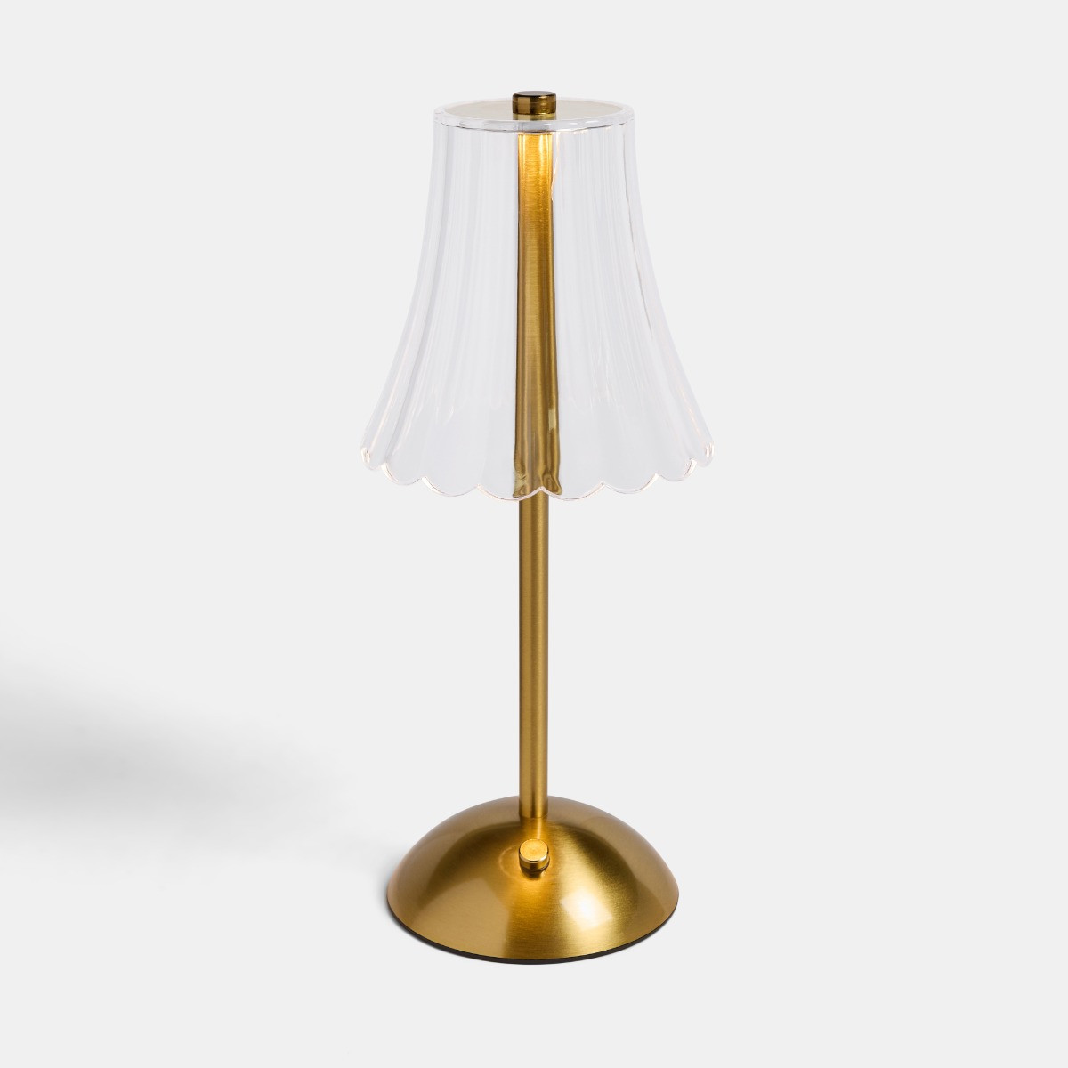 OHS Rechargeable Lamp with Clear Flute Shade - Gold>