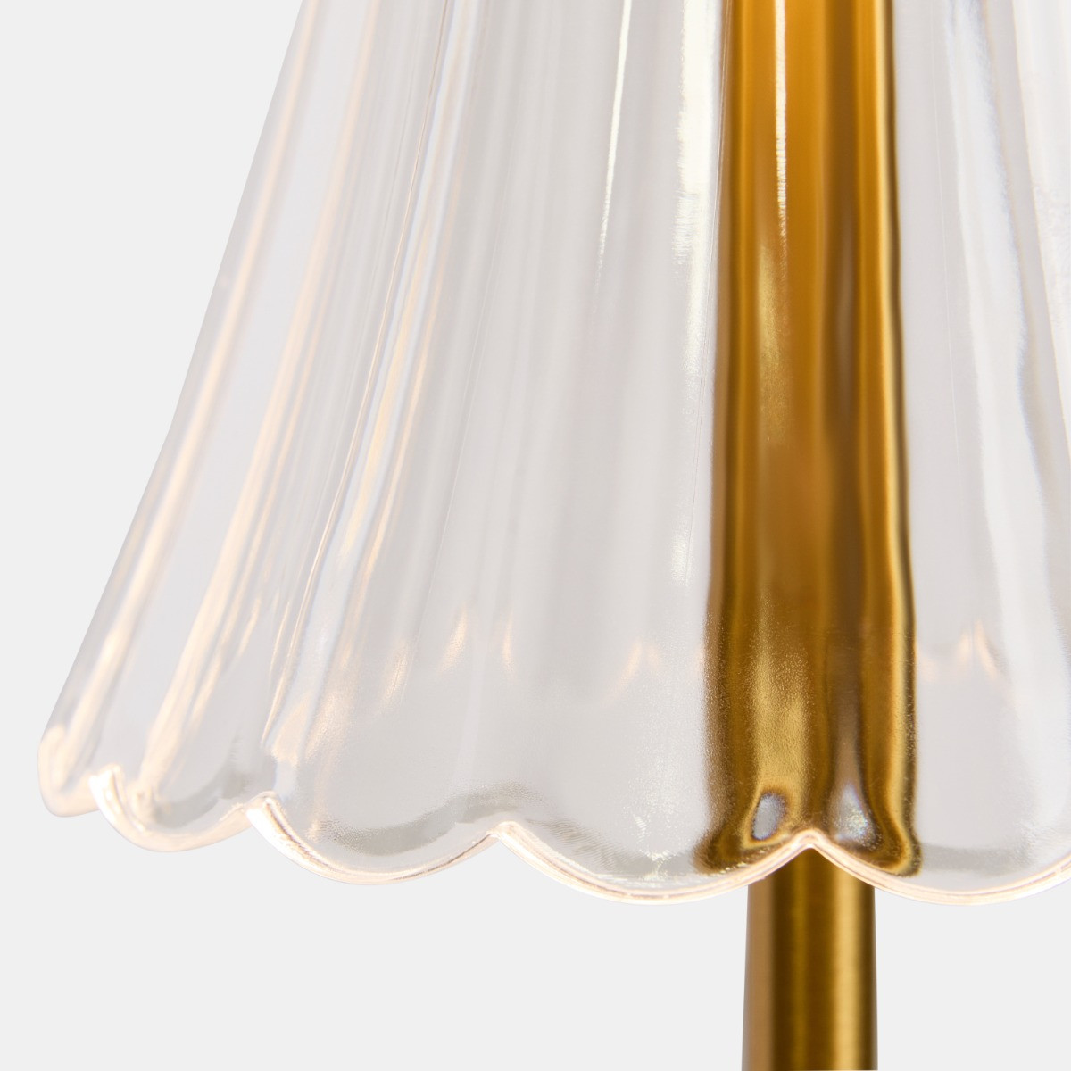 OHS Rechargeable Lamp with Clear Flute Shade - Gold>