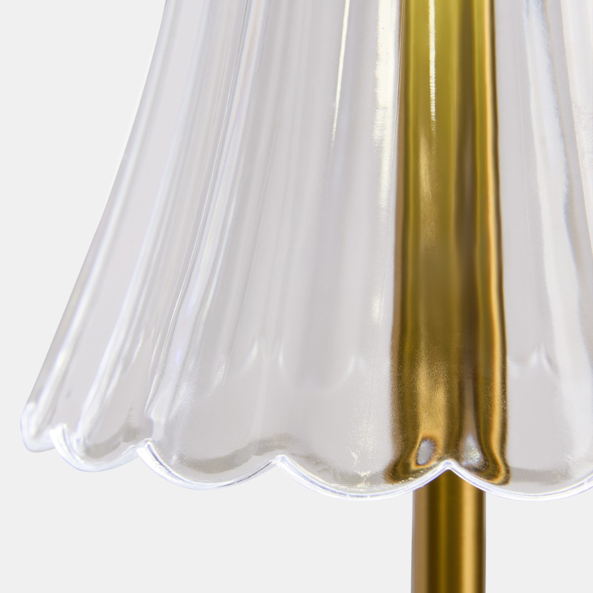 OHS Rechargeable Lamp with Clear Flute Shade - Gold>