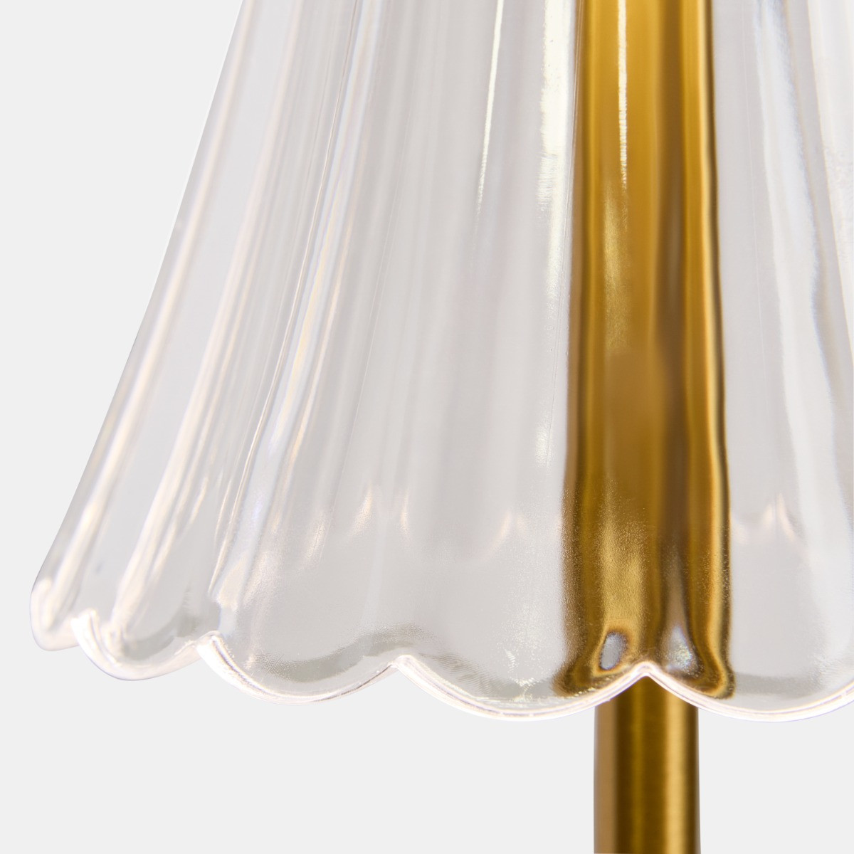 OHS Rechargeable Lamp with Clear Flute Shade - Gold>