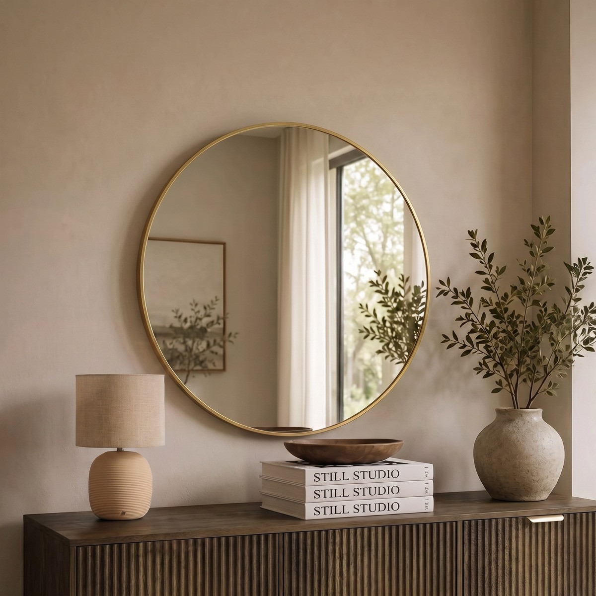 OHS Round Wall Mirror - Gold>