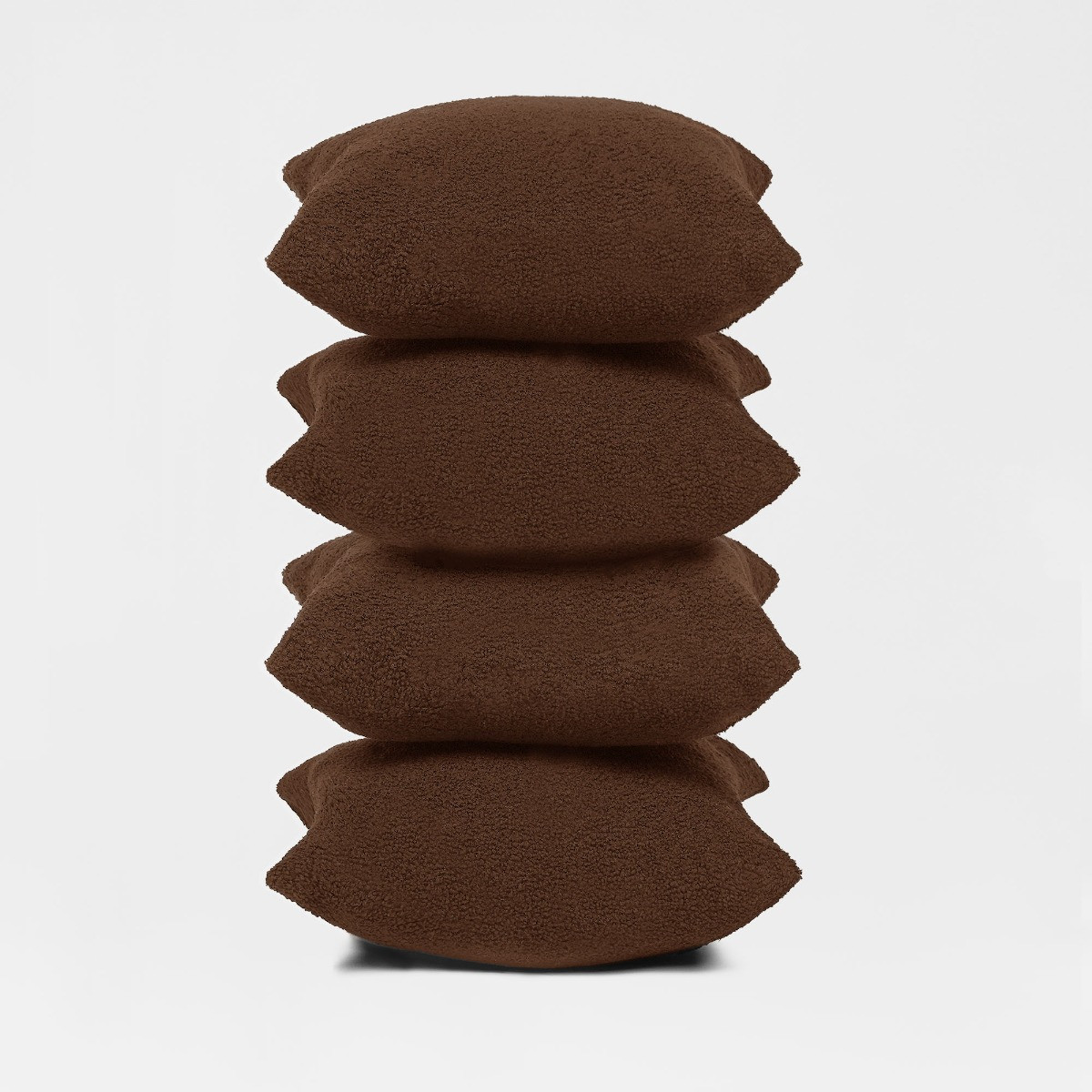 Highams Teddy Bouclé Cushion Covers - Chocolate>