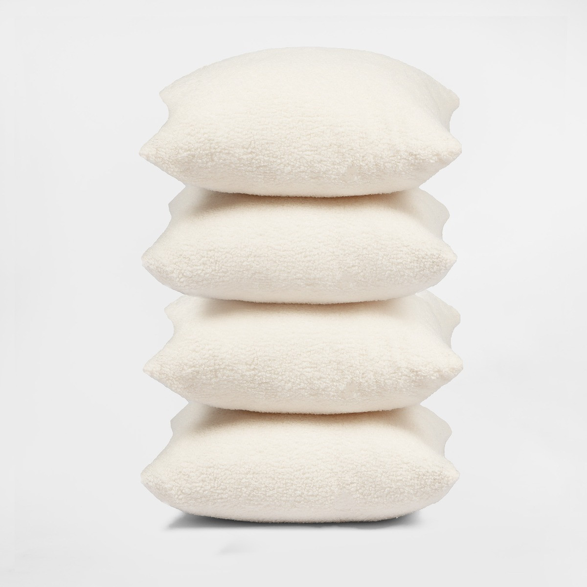 Highams Teddy Bouclé Cushion Covers - Cream>