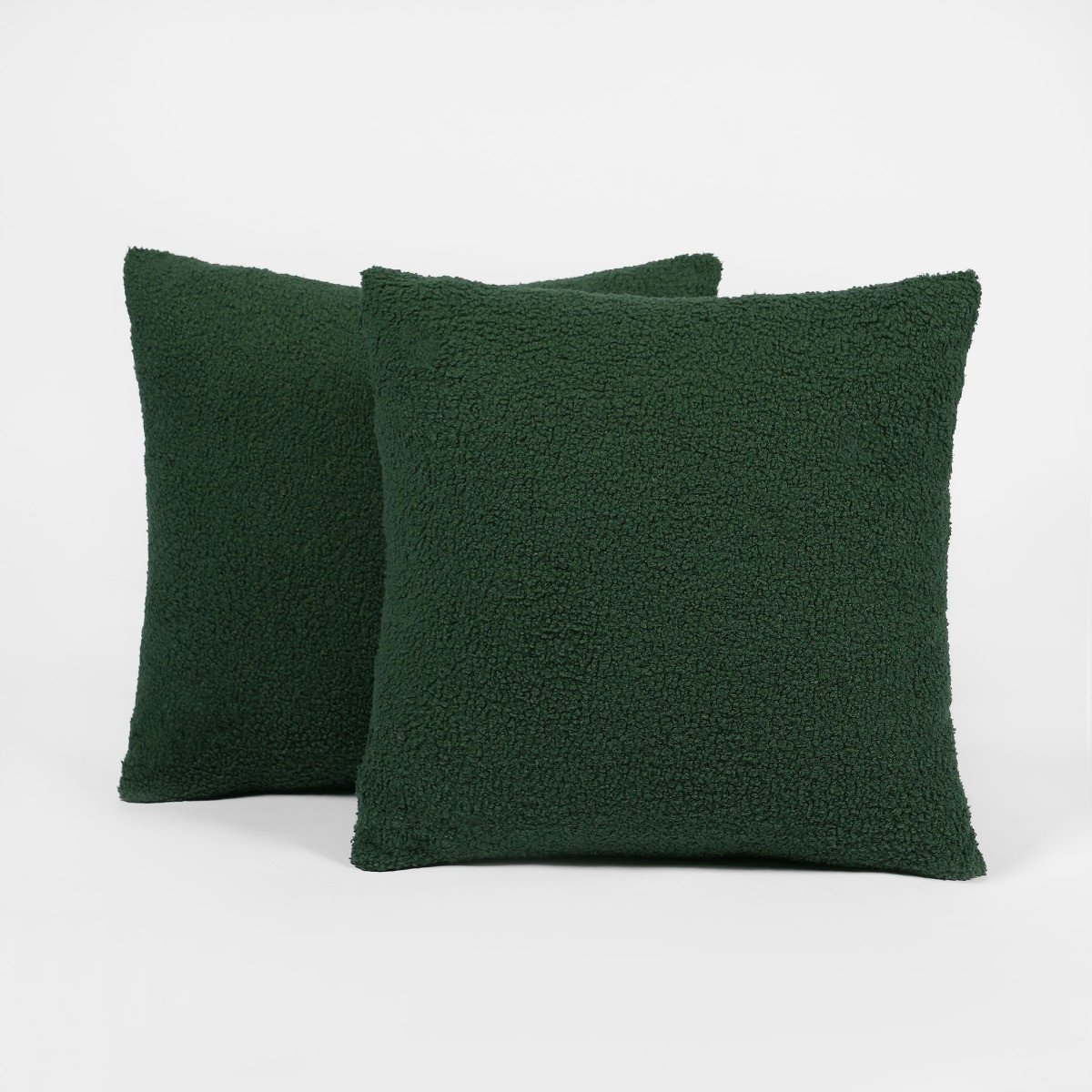 Highams Teddy Bouclé Cushion Covers - Forest Green>