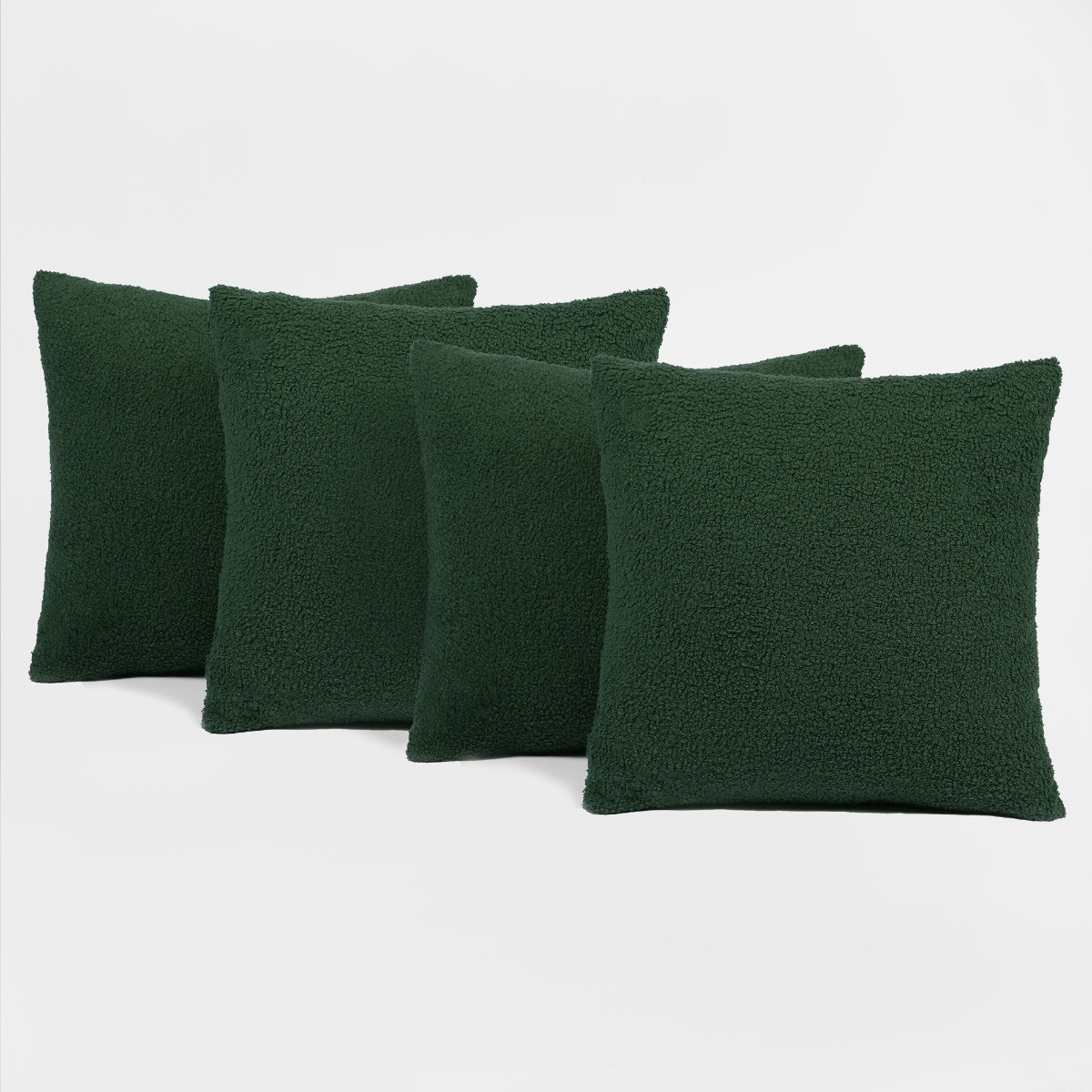 Highams Teddy Bouclé Cushion Covers - Forest Green>