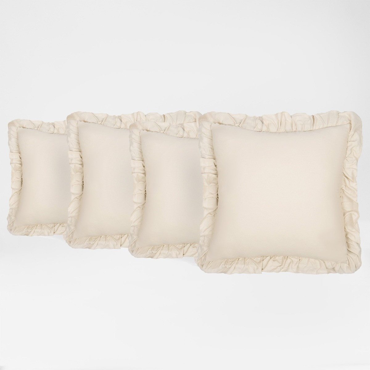 Highams Linen Look Frill Cushion Cover - Beige>