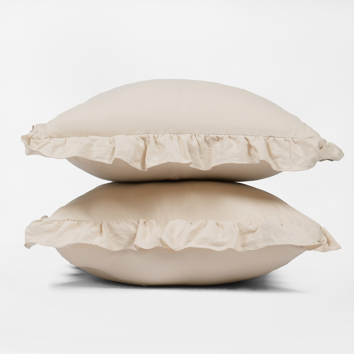 OHS Frill Cushion Cover, Beige - 45 x 45cm>