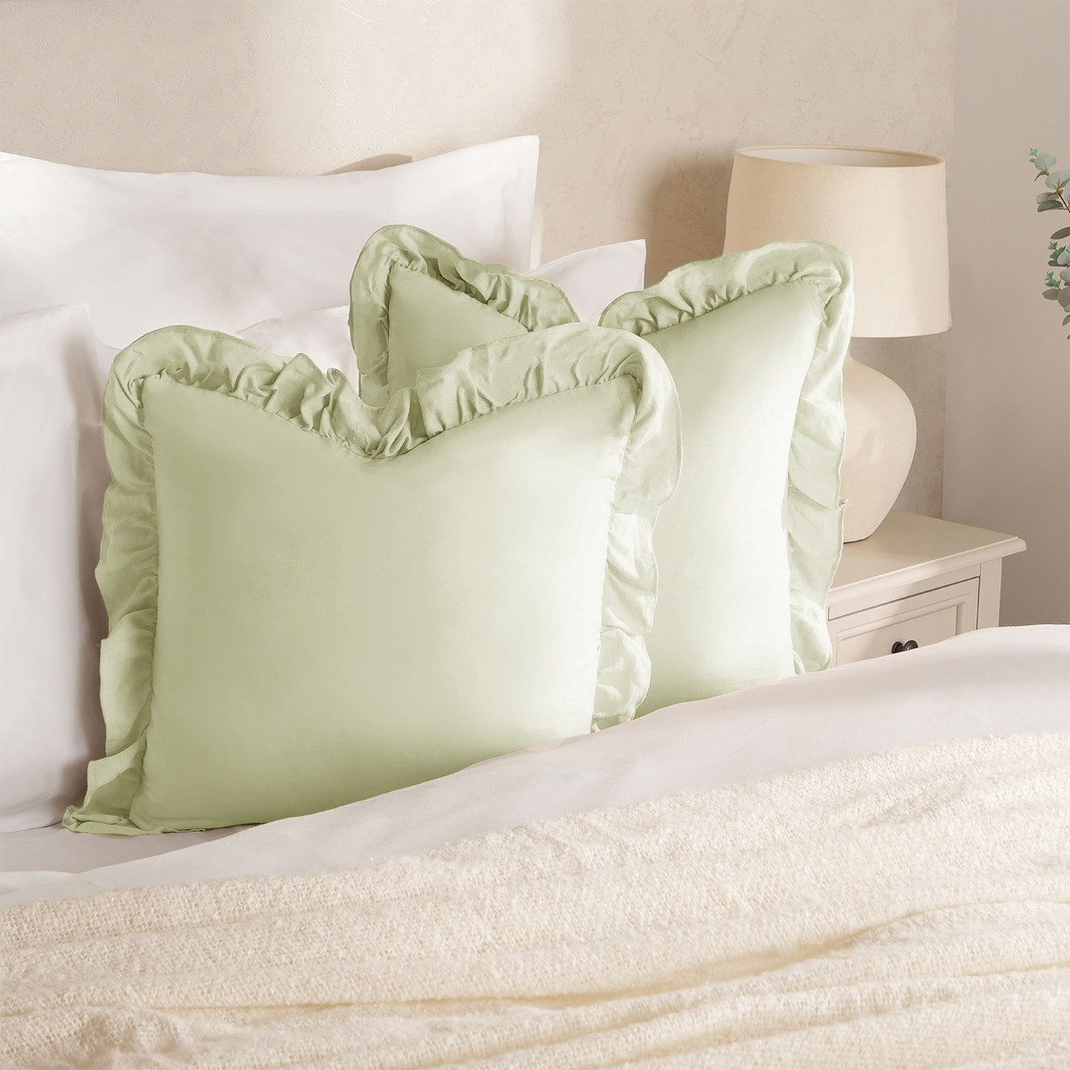 OHS Frill Cushion Covers, 45 x 45cm Sage