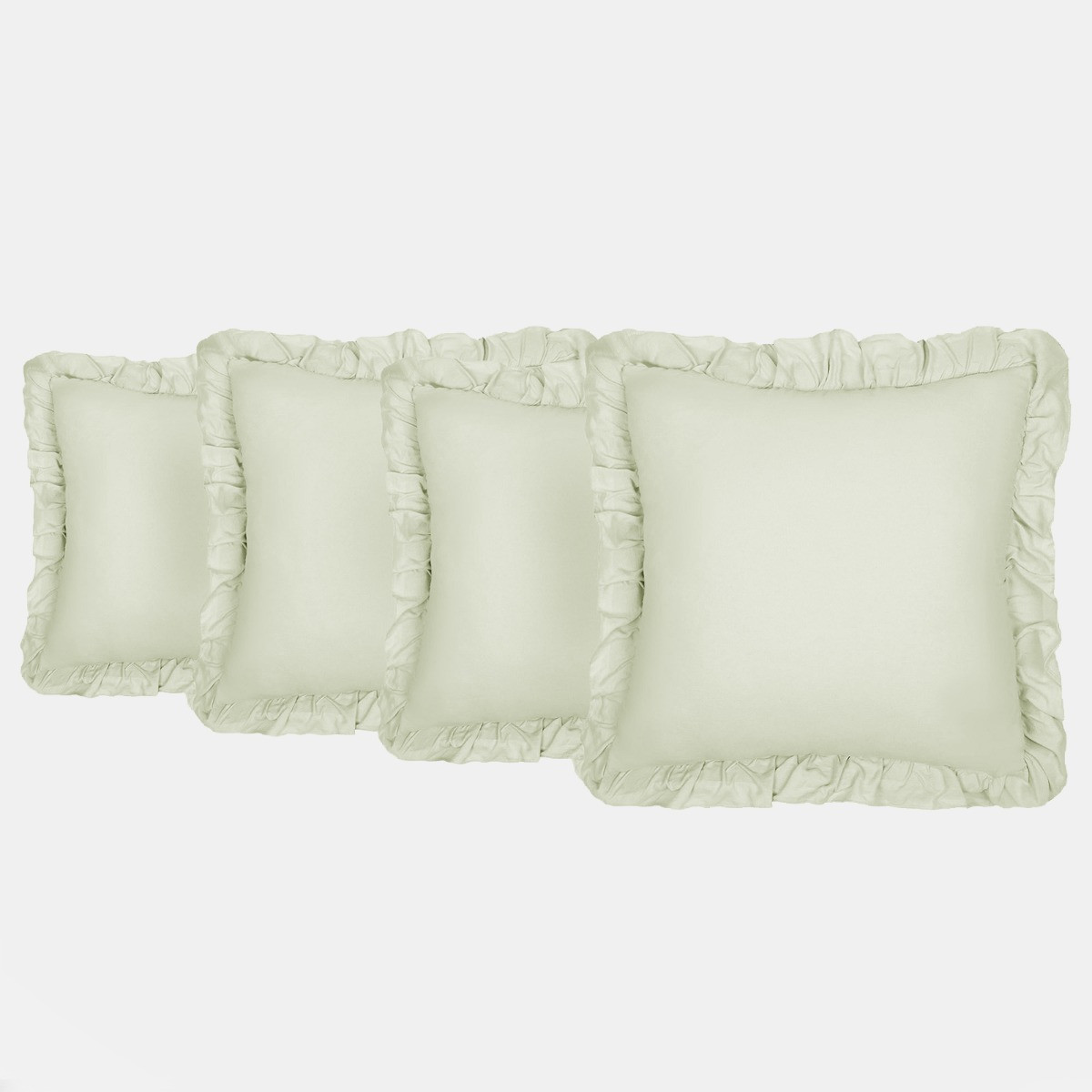 Highams Linen Look Frill Cushion Covers Sage