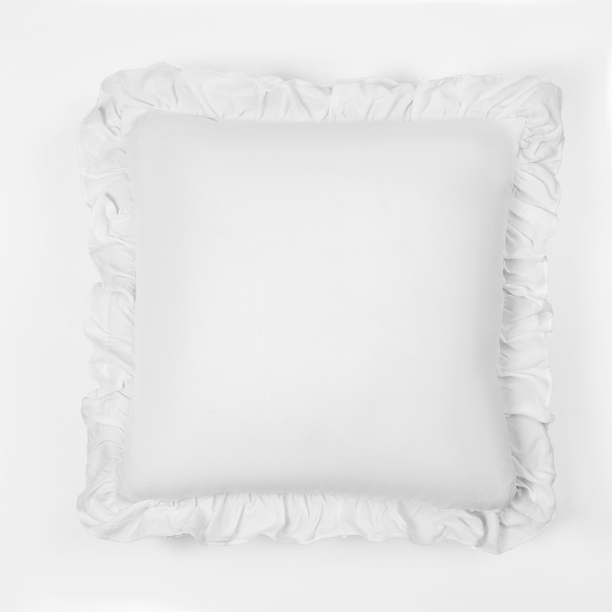 OHS Frill Cushion Cover, White - 45 x 45cm>