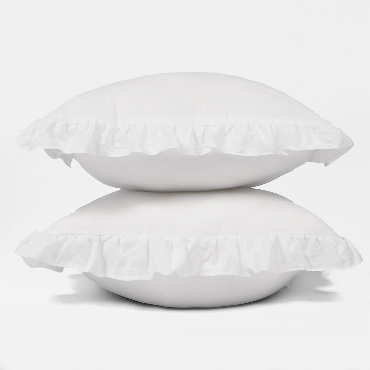 OHS Frill Cushion Cover, White - 45 x 45cm>