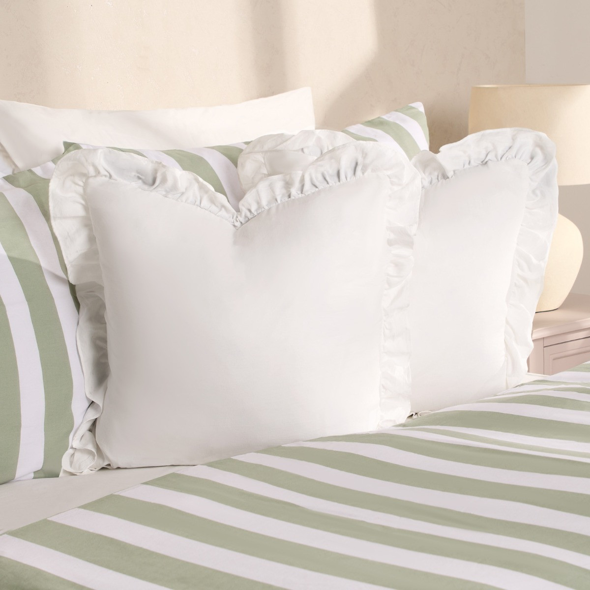 OHS Frill Cushion Cover, White - 45 x 45cm>