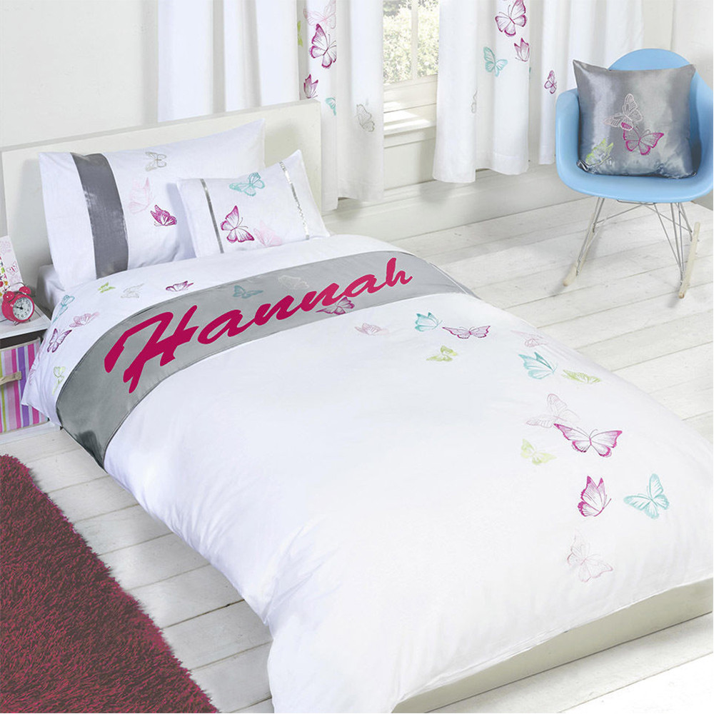 Tobias Baker Personalised Butterfly Duvet Cover Pillow Case Bedding Set - Hannah, Single>