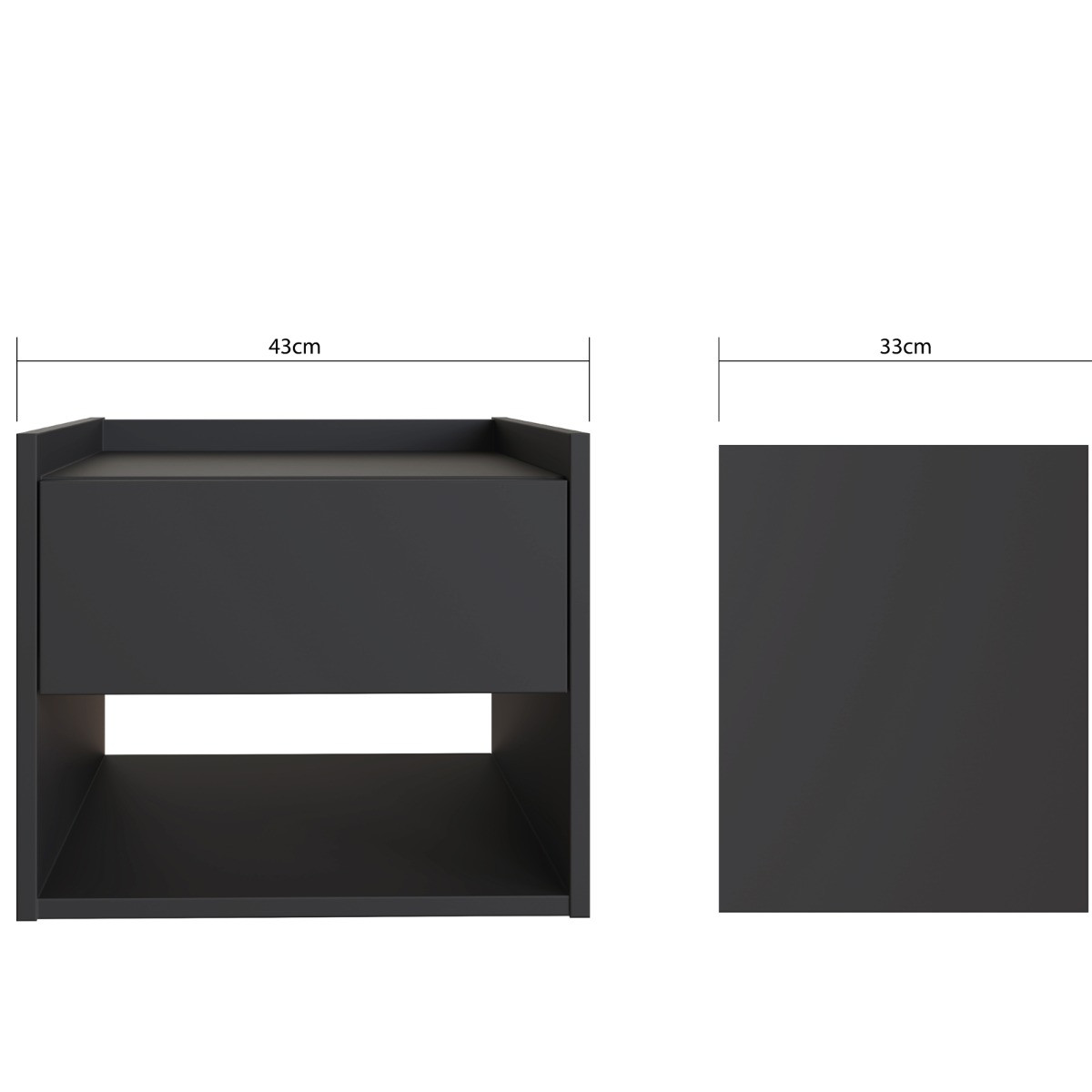 Harmony Pair Of Wall Mounted Bedside Tables - Anthracite>
