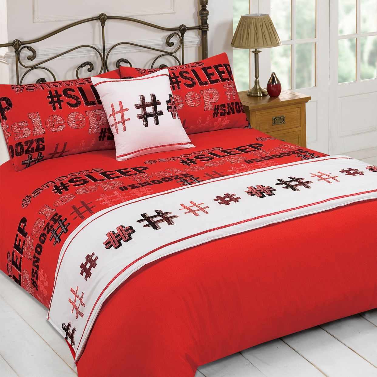 Dreamscene Hashtag 5 Piece Bed in a Bag Set Red - Single>