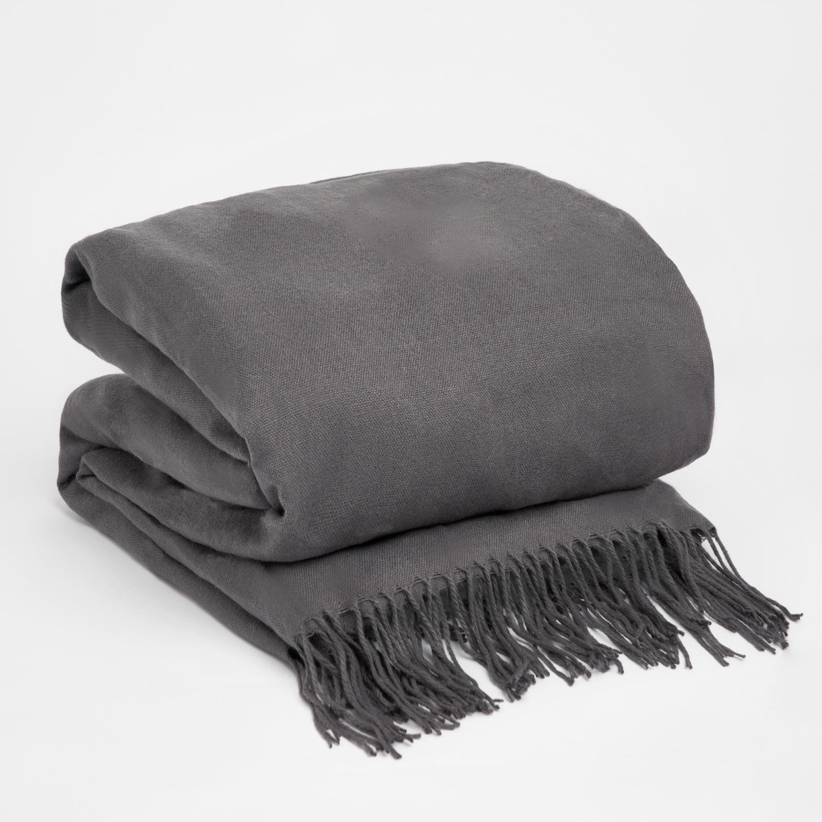 OHS 2 Pack Acrylic Throw, Plain/Chevron - Charcoal>