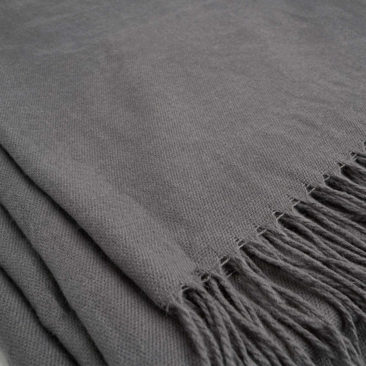 OHS 2 Pack Acrylic Throw, Plain/Chevron - Charcoal>