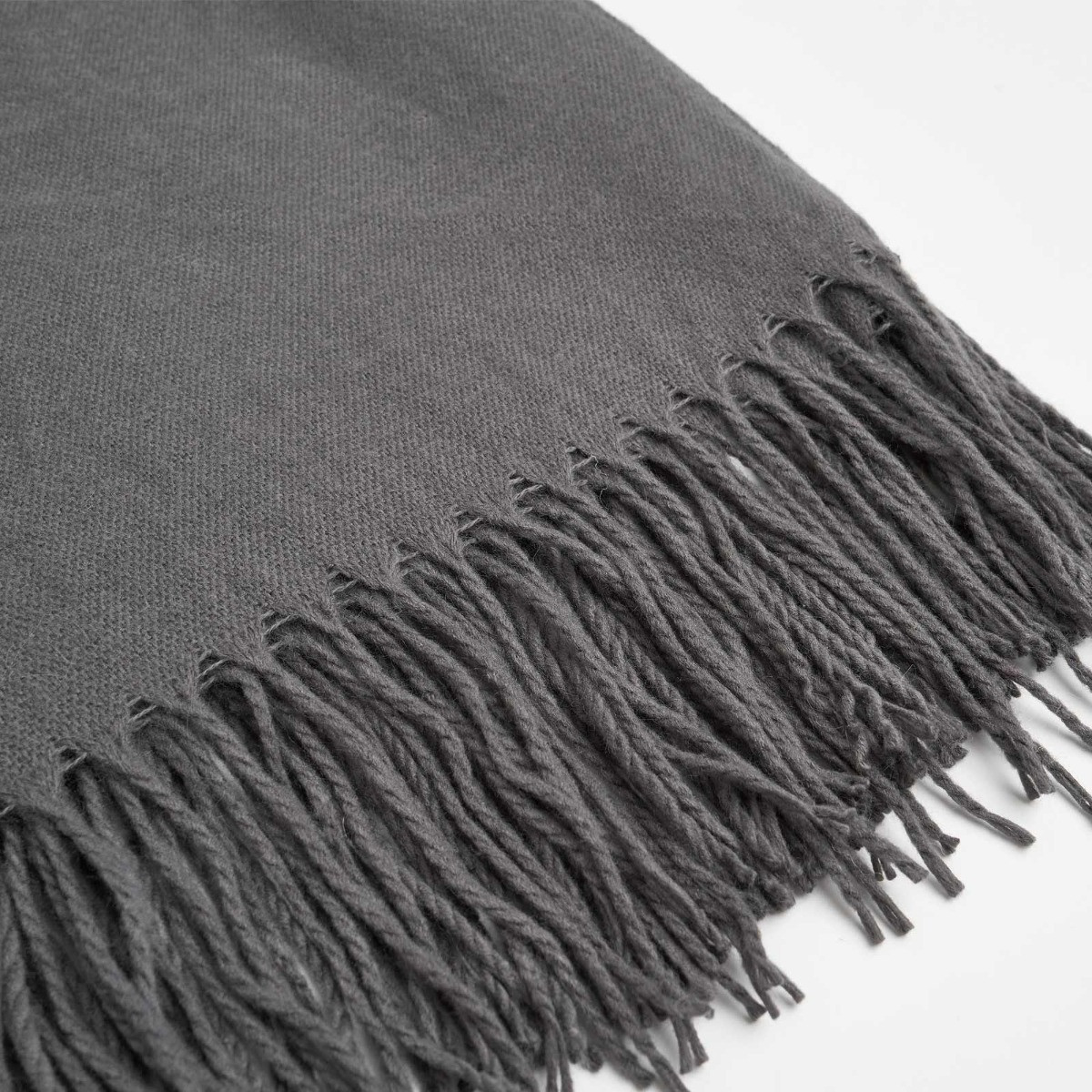 Highams Acrylic Plain Fleece Throw, Charcoal - 150 x 200cm>
