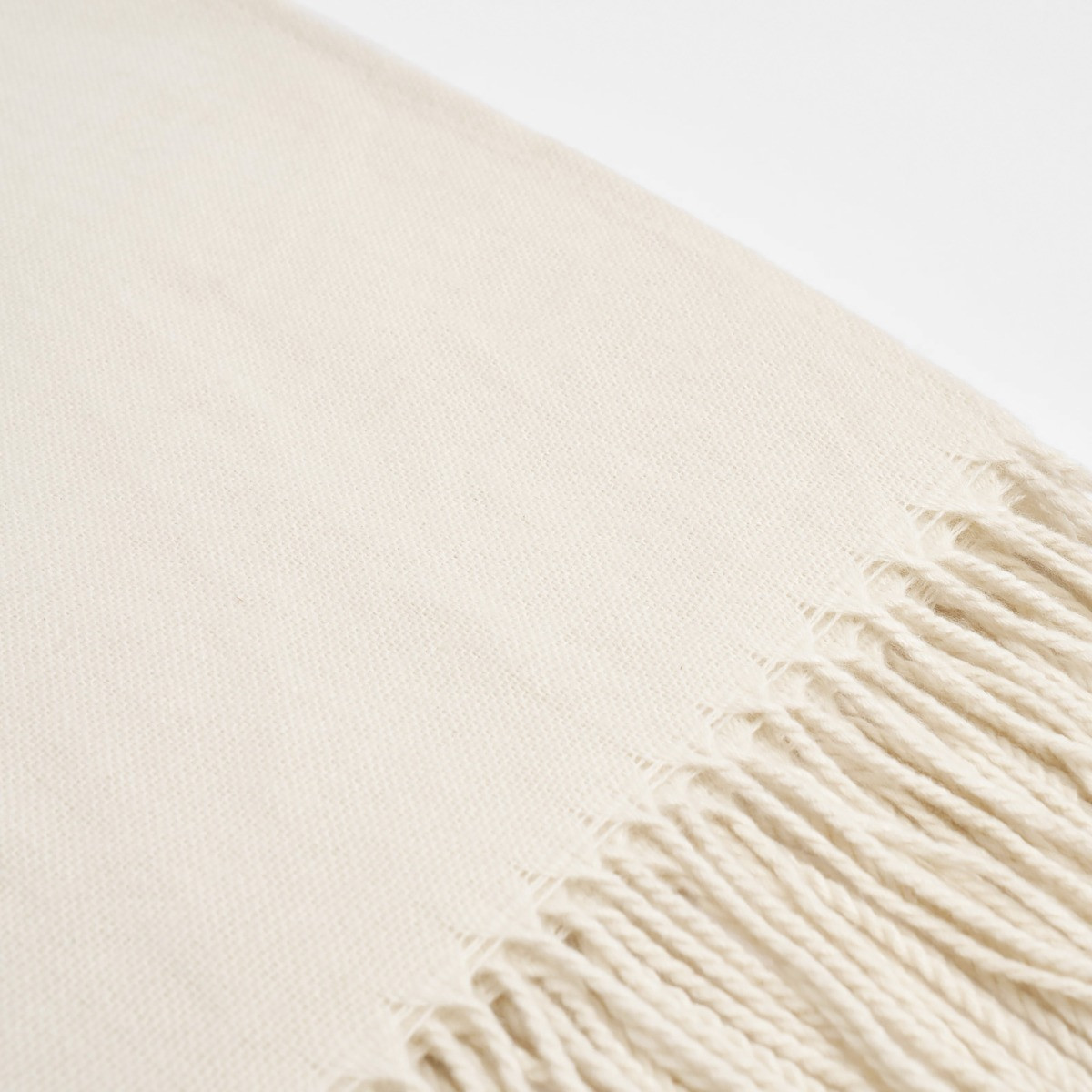 Highams Acrylic Plain Fleece Throw, Cream - 150 x 200cm>