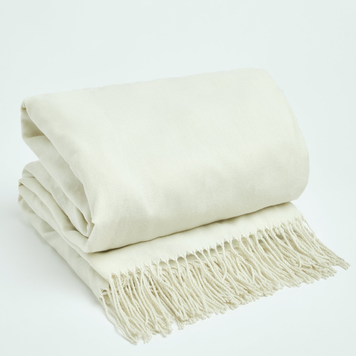 OHS 2 Pack Acrylic Throw, Plain/Chevron - Cream>