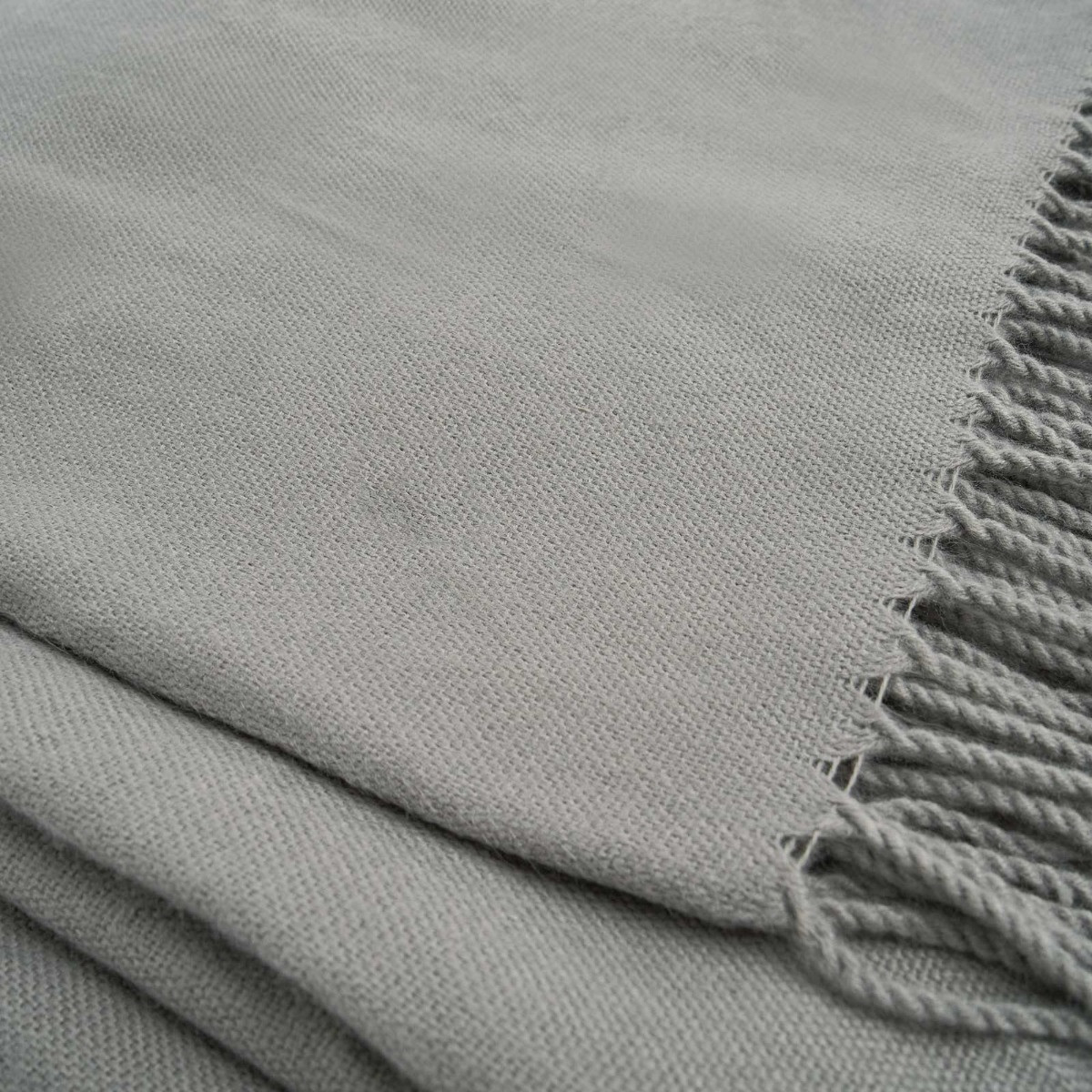 Highams Acrylic Plain Fleece Throw, Silver - 150 x 200cm>