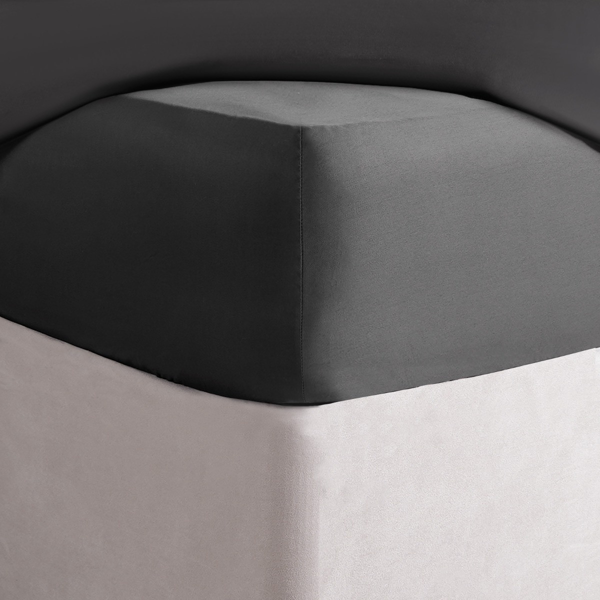 OHS Luxe 400 Thread Count 100% Cotton Sateen Fitted Sheet, Charcoal - Single>