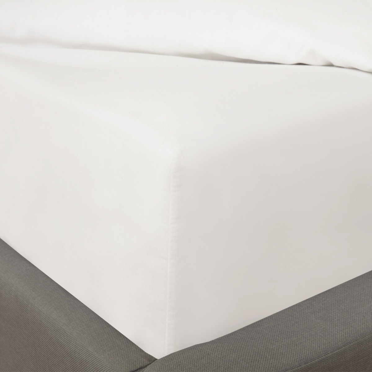 Highams 100% Cotton Fitted Bed Sheet, Plain Dye White - Super King>
