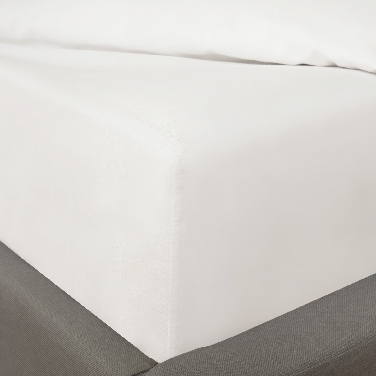 OHS Plain Cotton Deep Fitted Sheet, White - Super King>