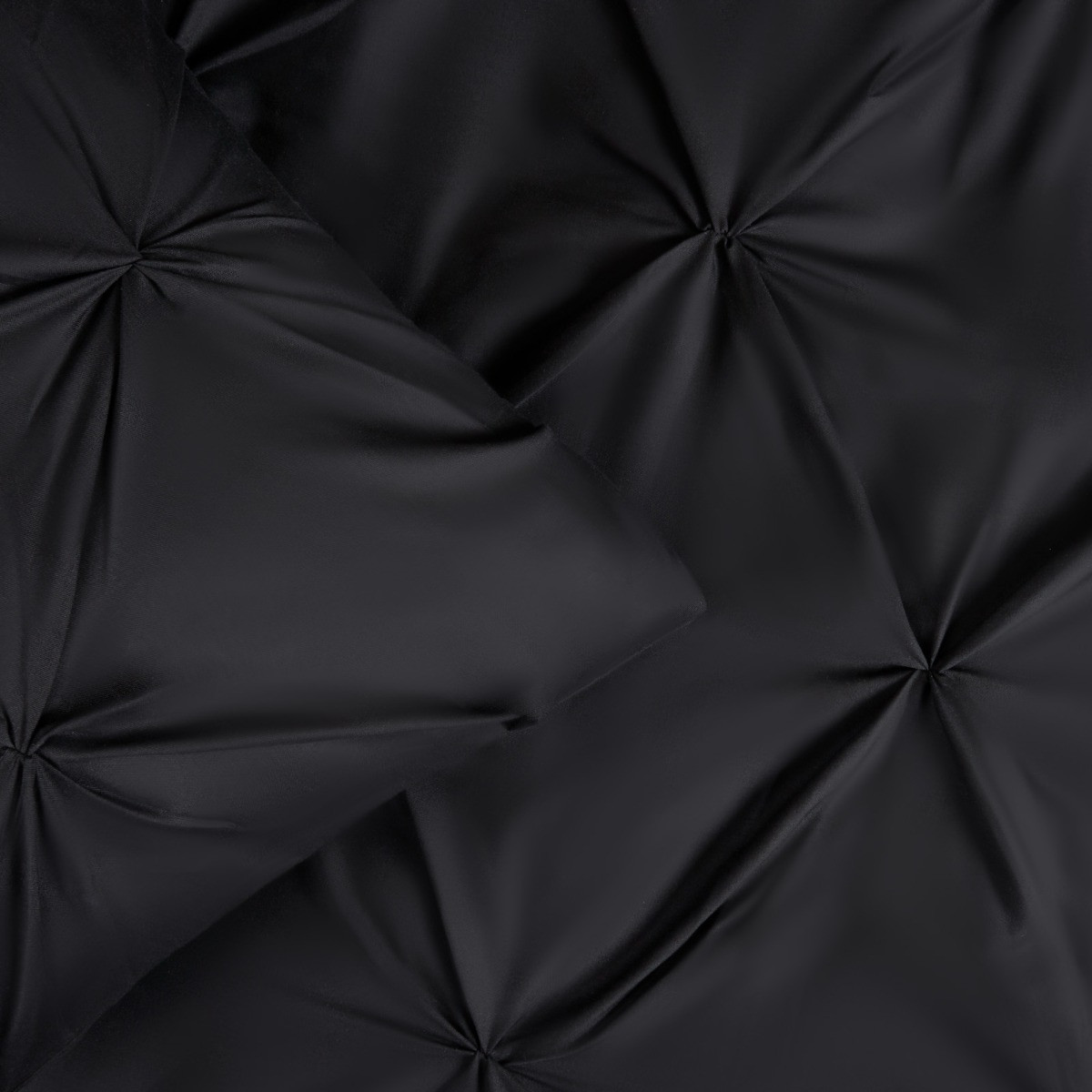 OHS Polycotton Diamond Pintuck Pinch Pleat Duvet Set, Black - Double>