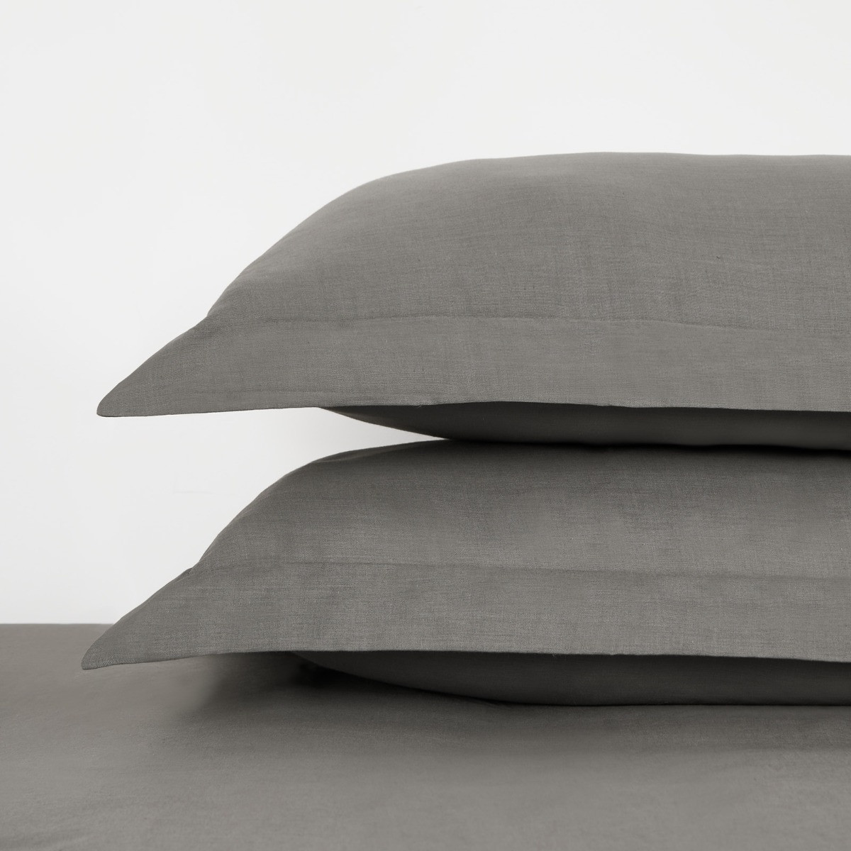 Highams 2 Pack Polycotton Oxford Pillowcases - Charcoal>