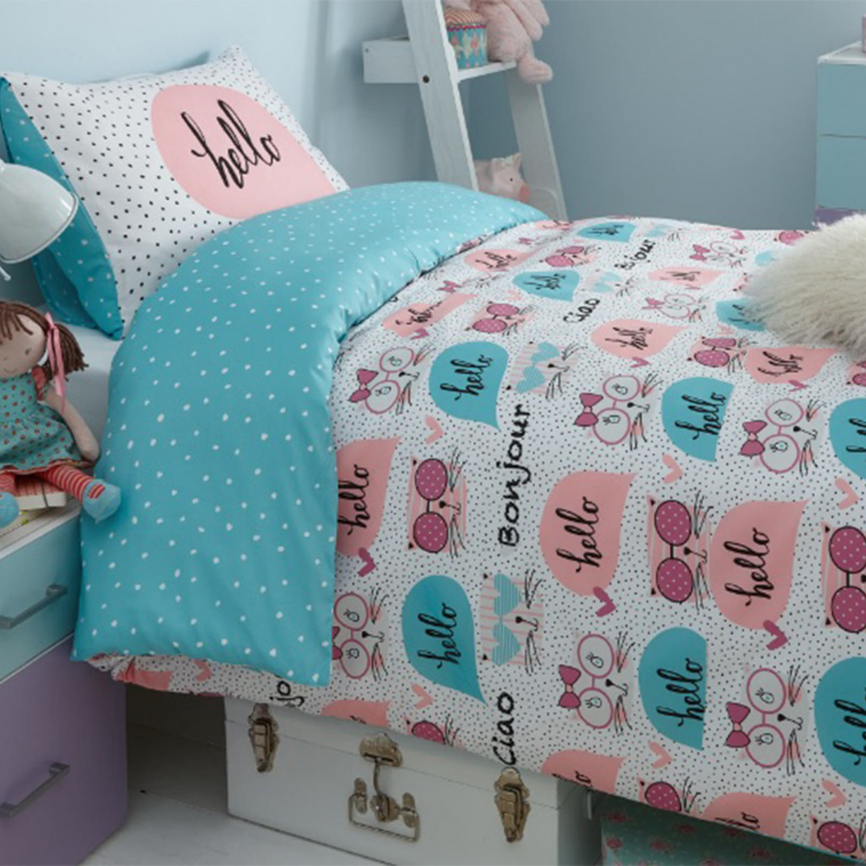 Dreamscene Duvet Cover with Pillow Case Bedding Set Kitty - Single>