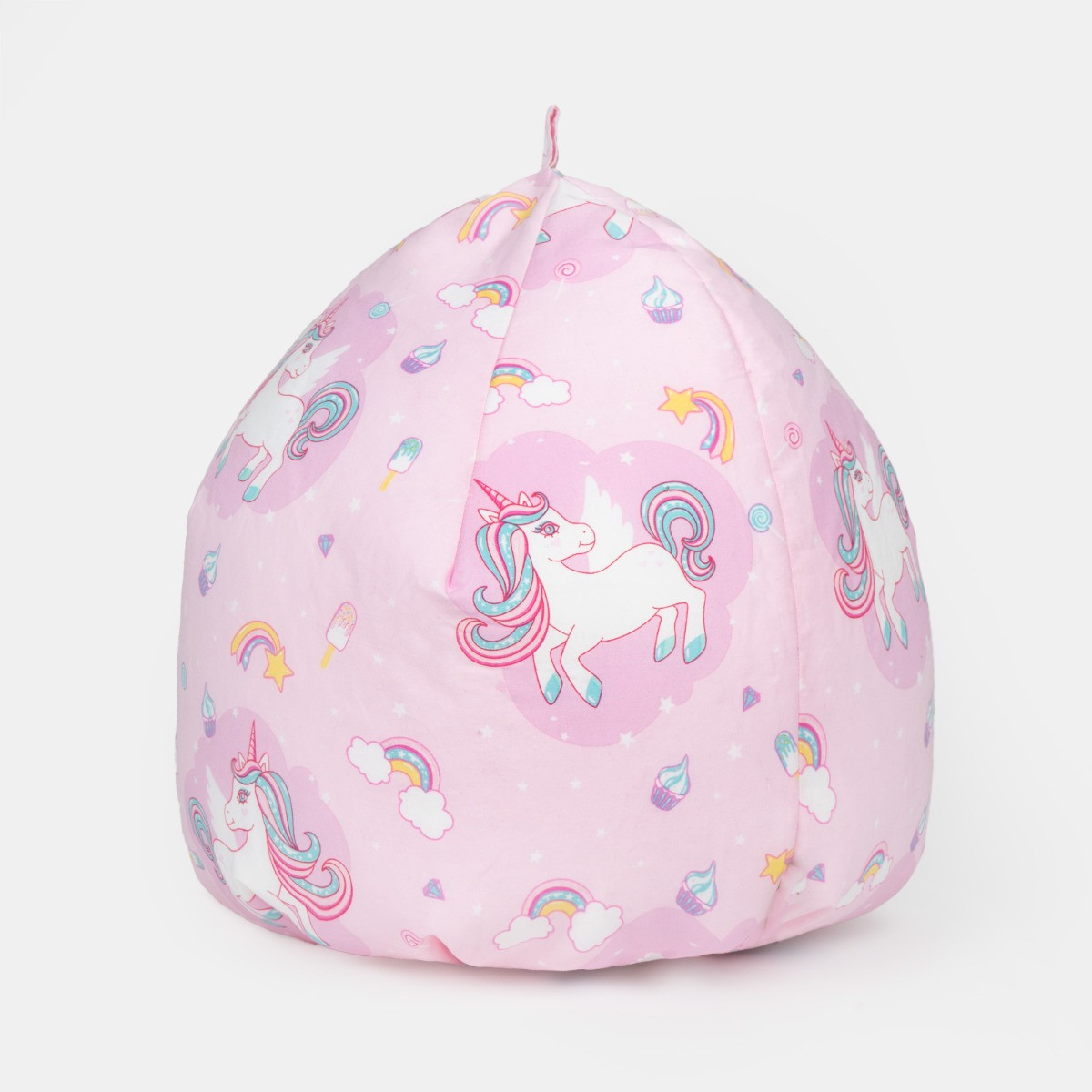 Soft Cotton Unicorn Print Bean Bag Pink
